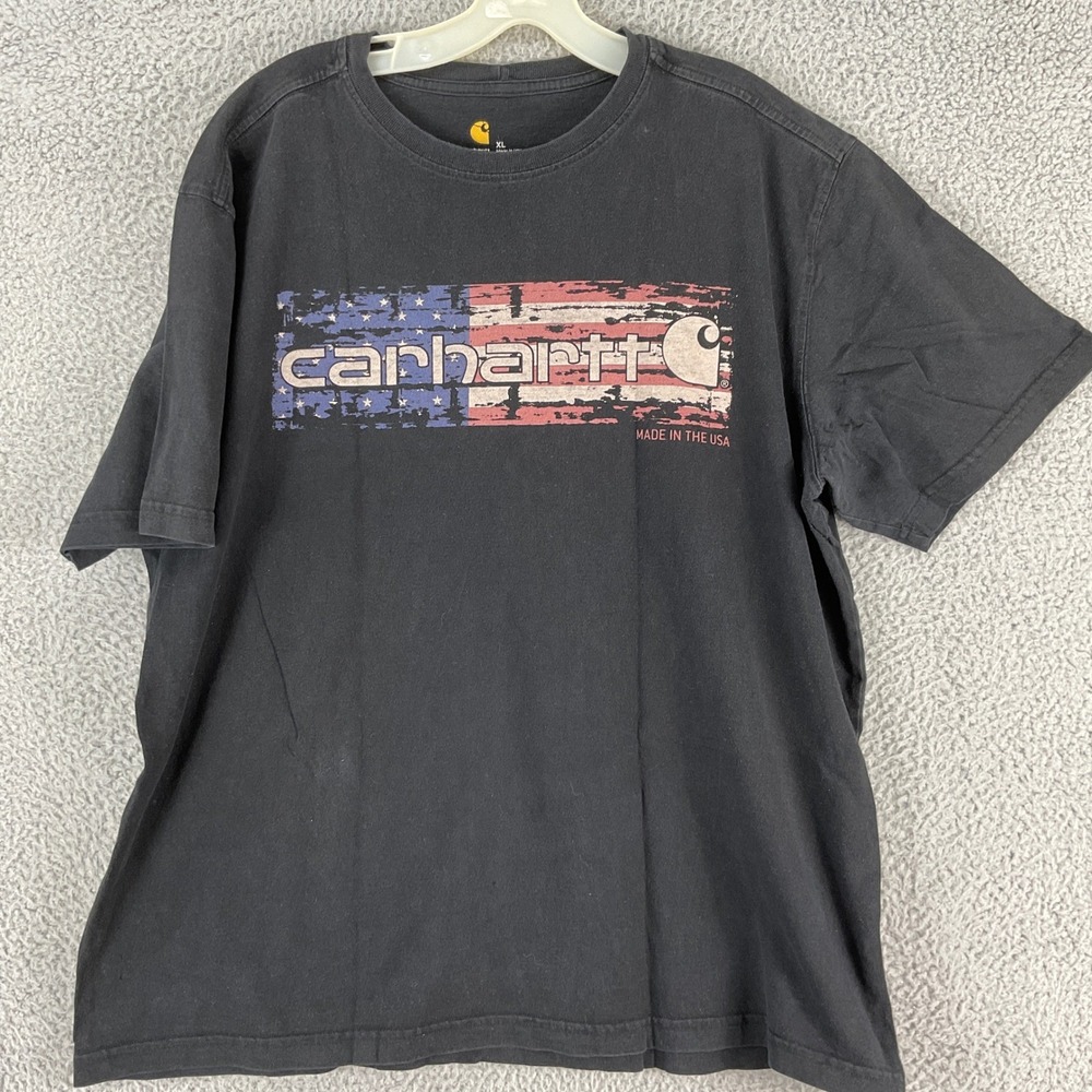 Carhartt T-Shirt Mens XL Black Flag‎ Relaxed Fit Graphic Streetwear Rugged USA